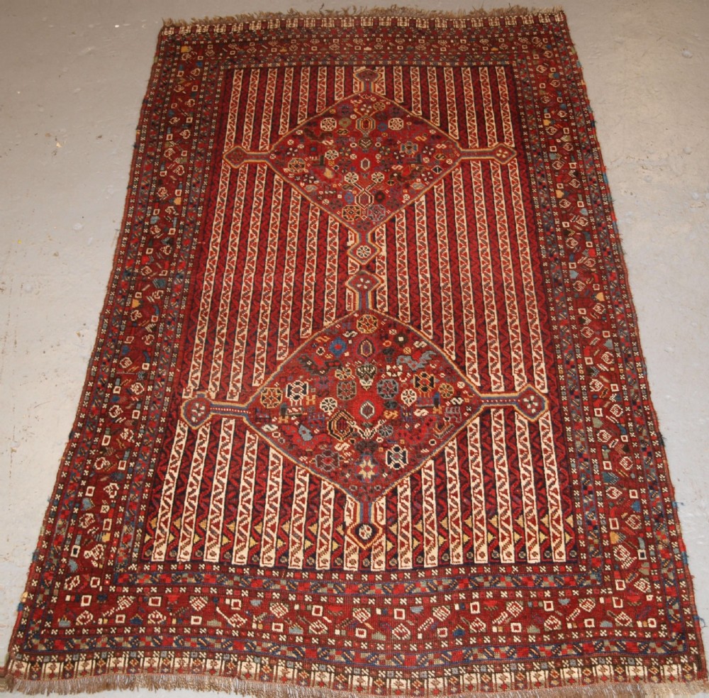 antique tribal khamseh rug with cane design circa 1880