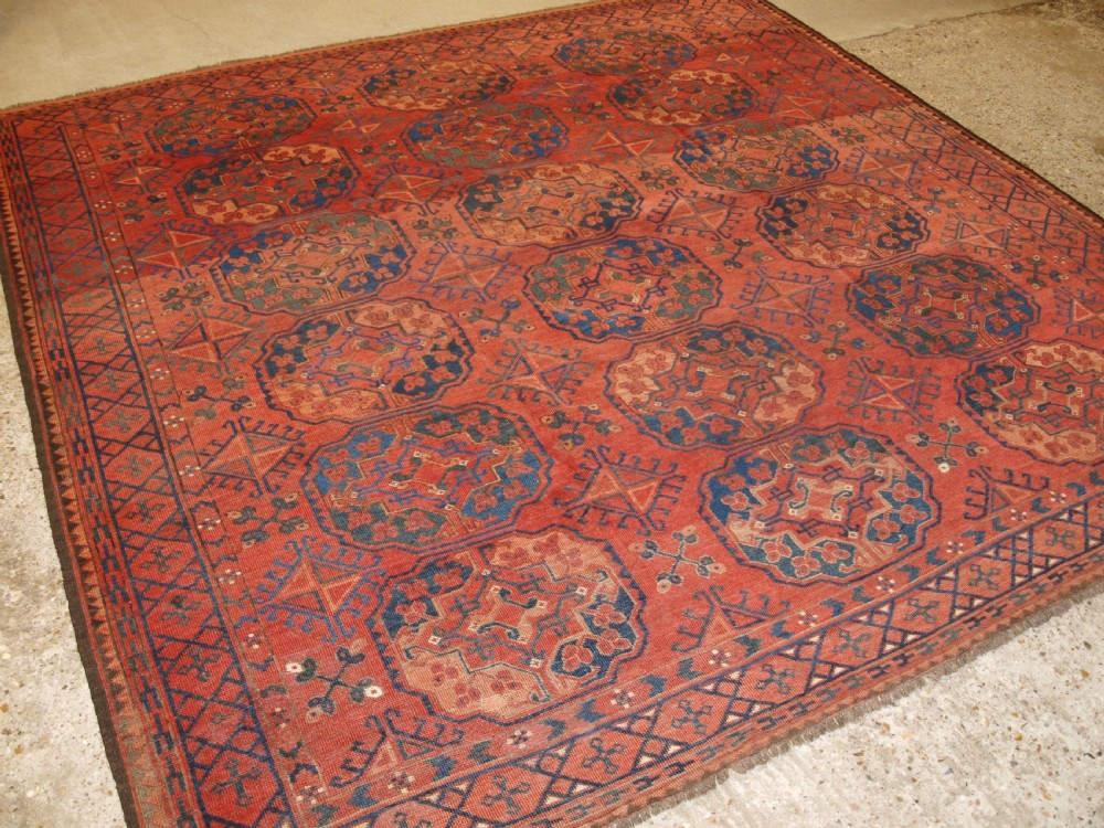 antique ersari turkmen main carpet very large guls circa 1880 or earlier