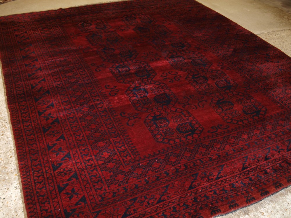 old afghan ersari village carpet rich deep red colour circa 1920
