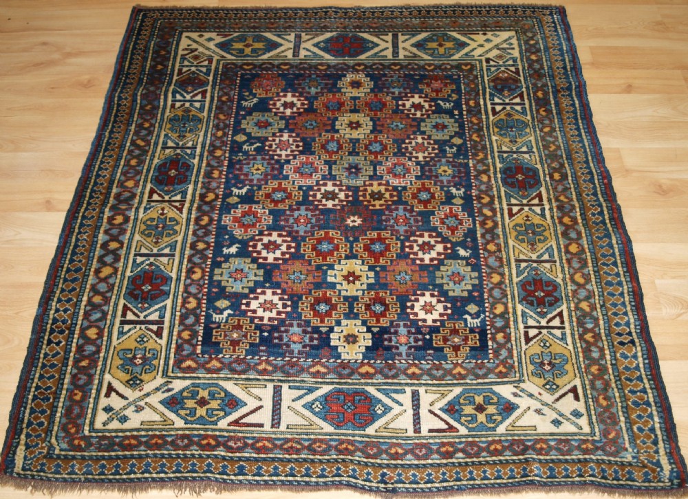 antique caucasian derbent rug small square size great design circa 1900