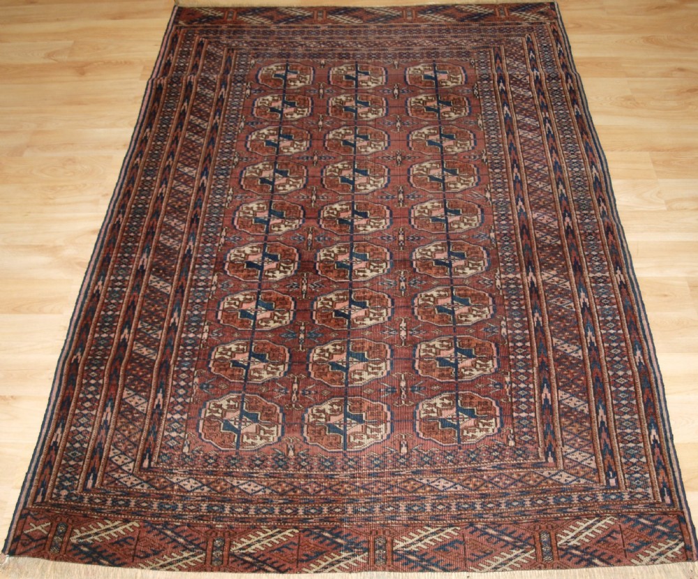 antique tekke turkmen rug soft colour lived with look circa 1900