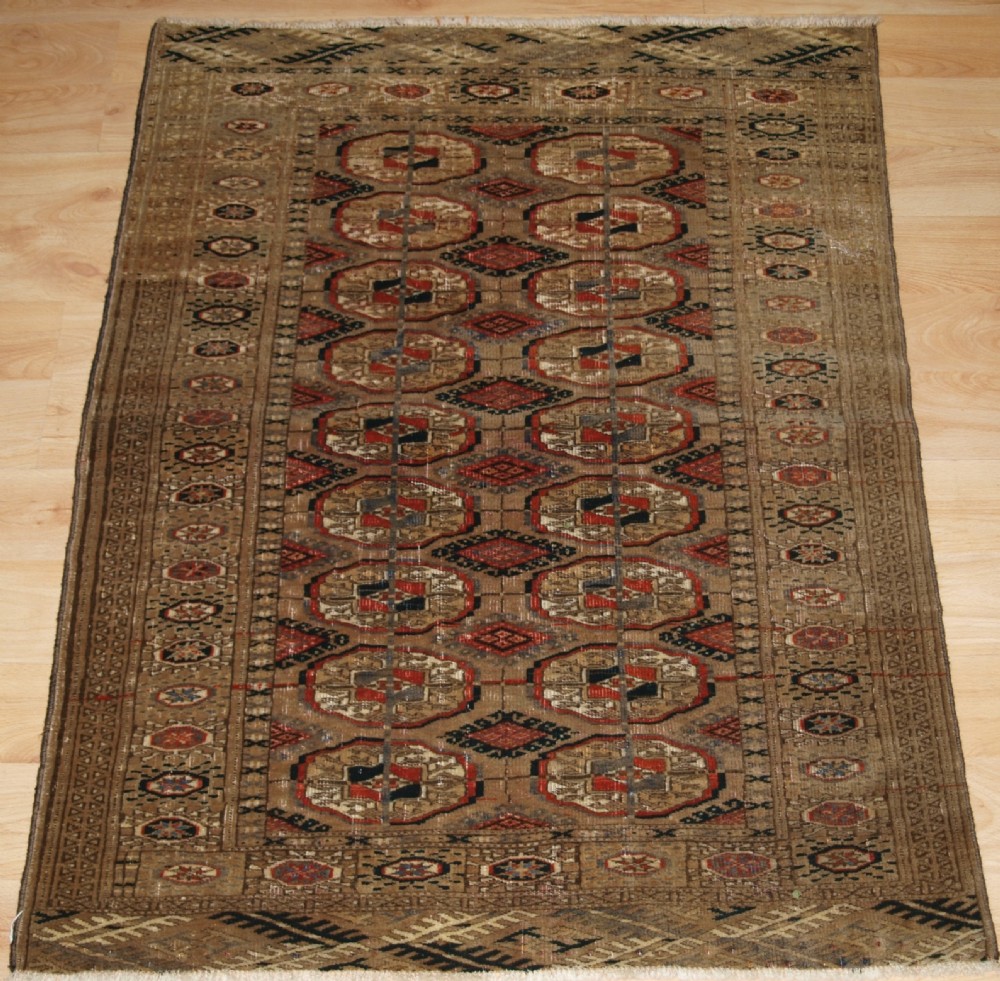 antique tekke turkmen rug with faded colours circa 1900