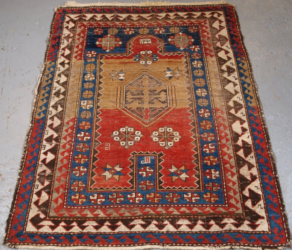 antique caucasian bordjalou kazak prayer rug circa 1880