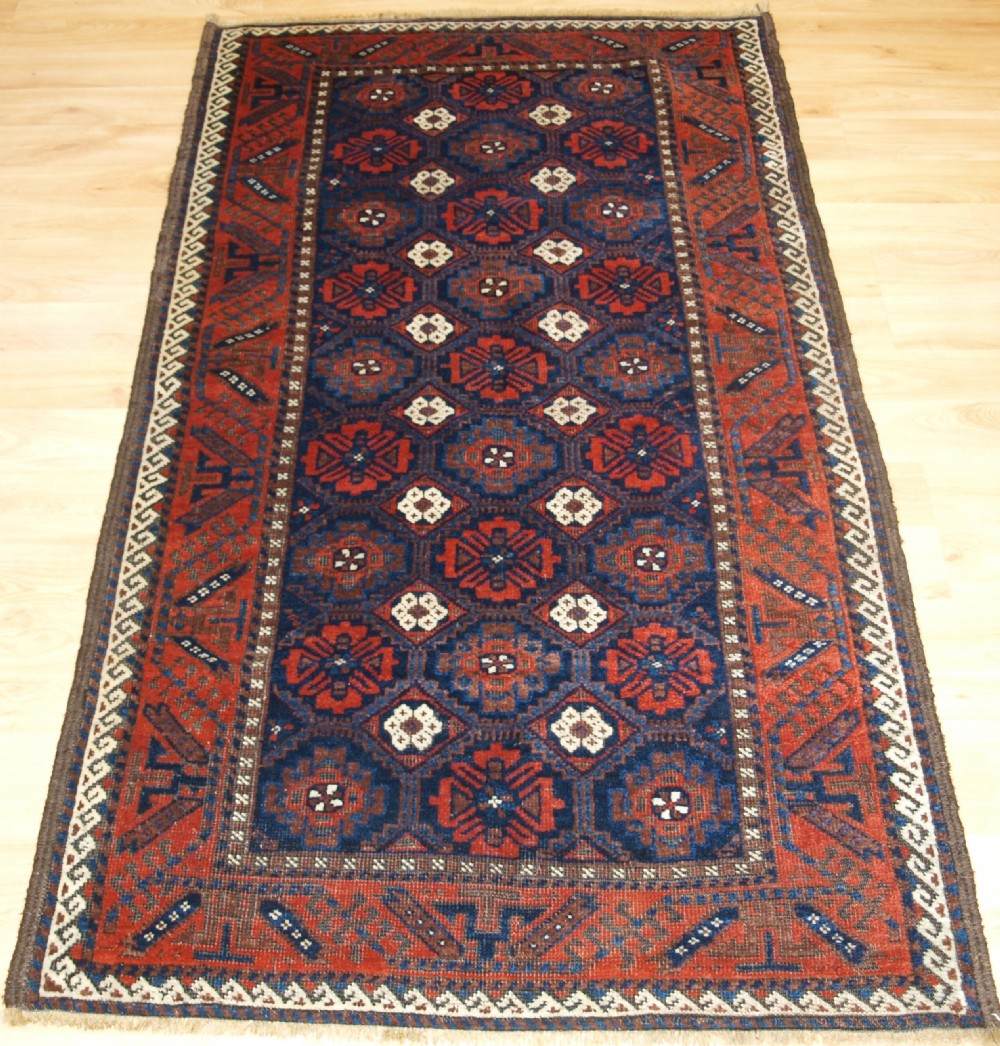 antique baluch rug with mina khani lattice design circa 1900
