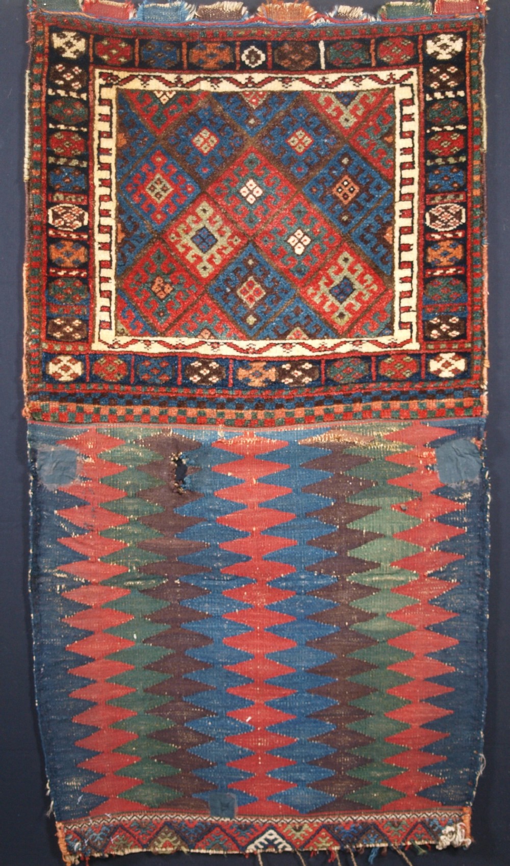 antique jaf kurd bag with plain weave zig zag back circa 1880