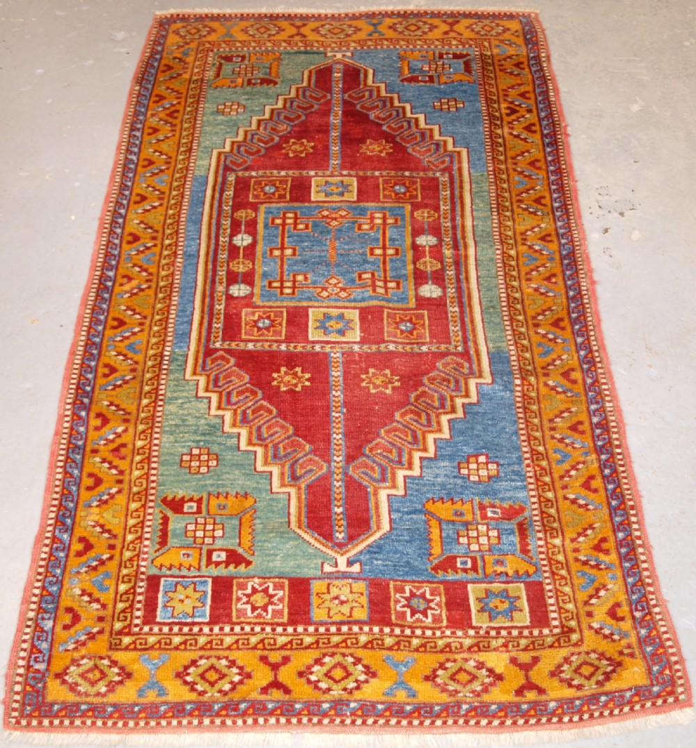 antique turkish village rug bergama region soft colours circa 1900