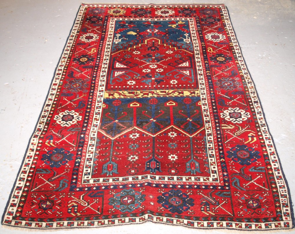 antique turkish village prayer rug konya region circa 1900