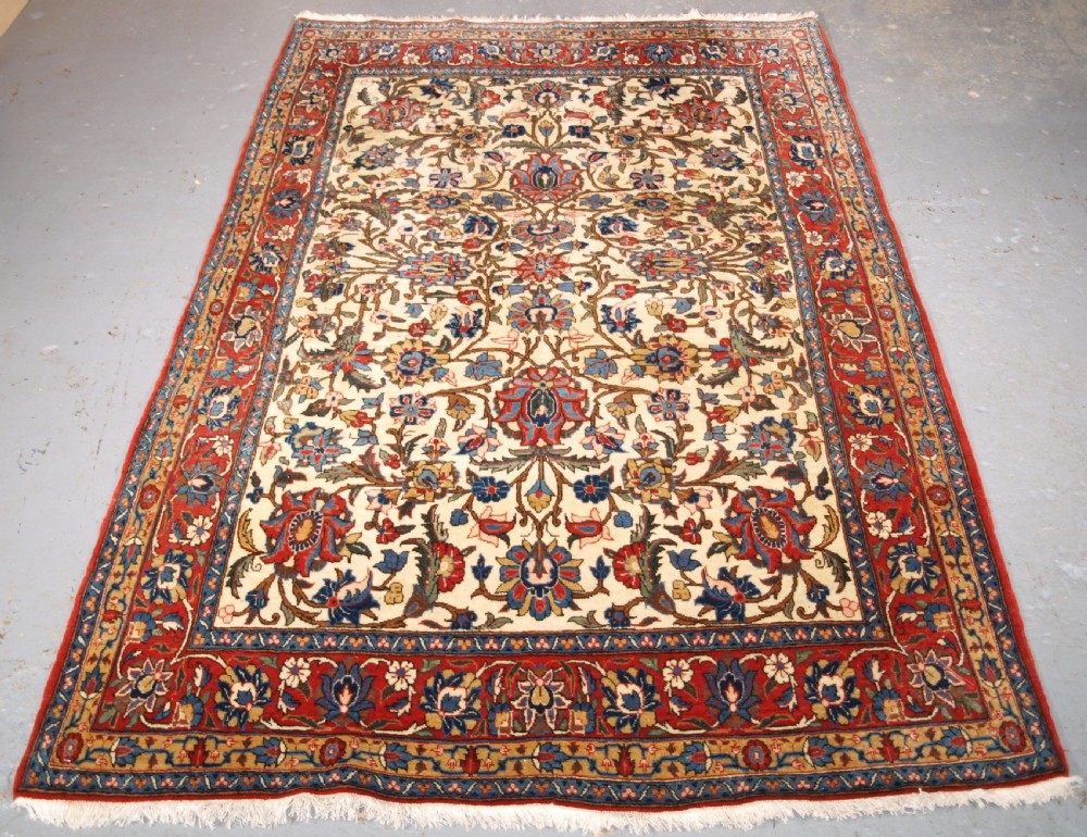 antique qum rug with all over floral design excellent colours circa 1920