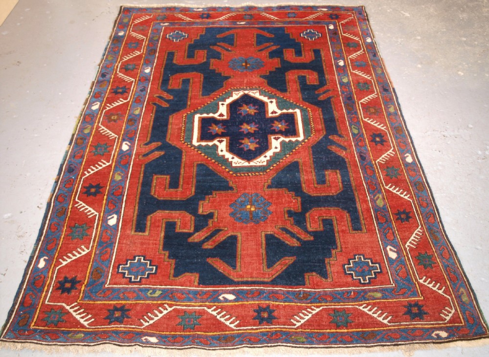 antique caucasian kuba region rug with gymyl design circa 1900