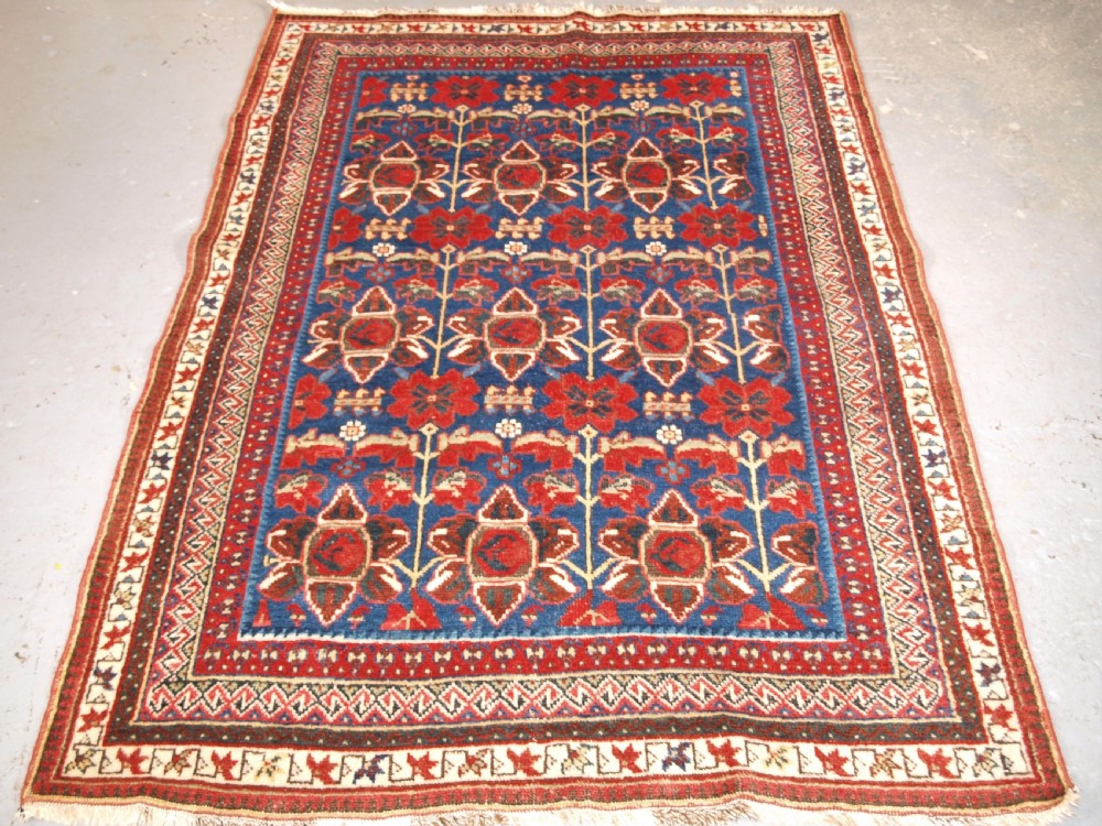 antique afshar rug with unusual large flower design circa 1900