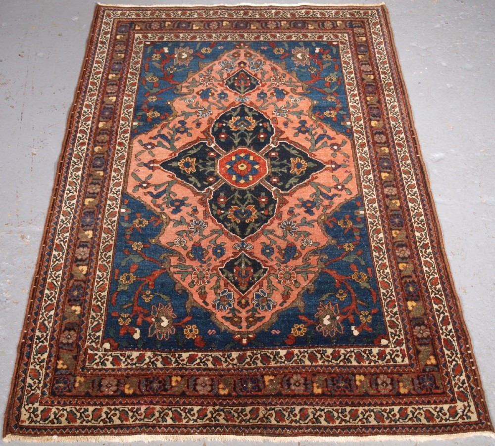 antique abedeh rug with unusual design excellent colour circa 190020