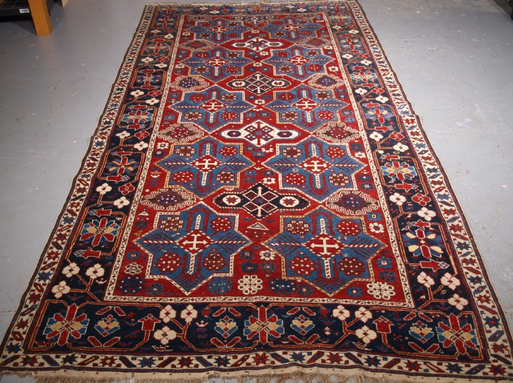 antique caucasian shirvan rug with akstafa star design circa 1890