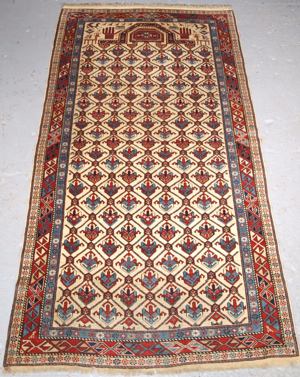 antique caucasian shirvan prayer rug ex zaleski collection dated 1320 1902