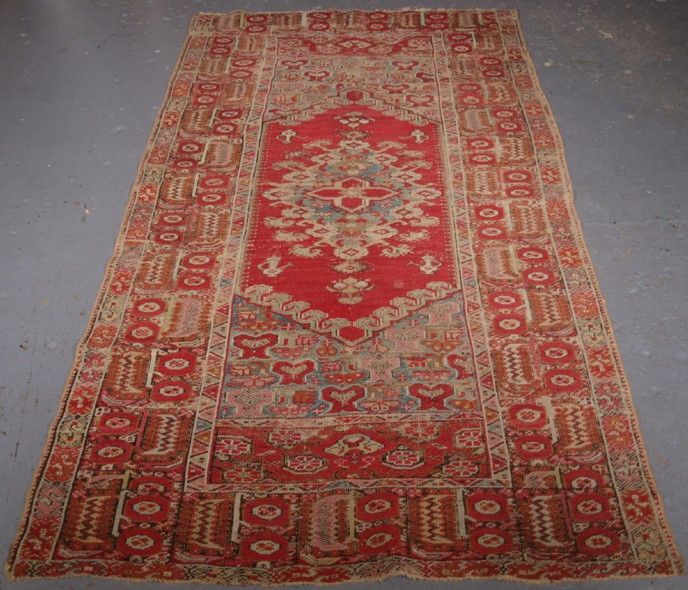 antique turkish ghiordes rug soft colours late 18th early 19th century