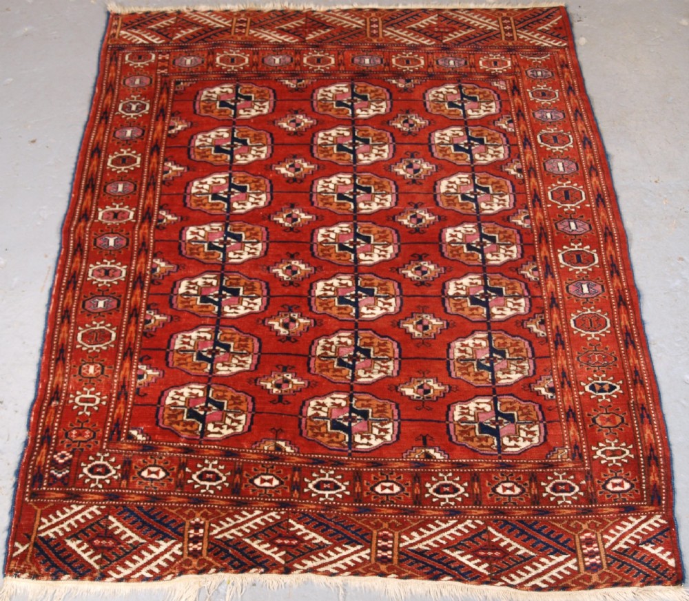antique tekke turkmen rug of small square size circa 1900