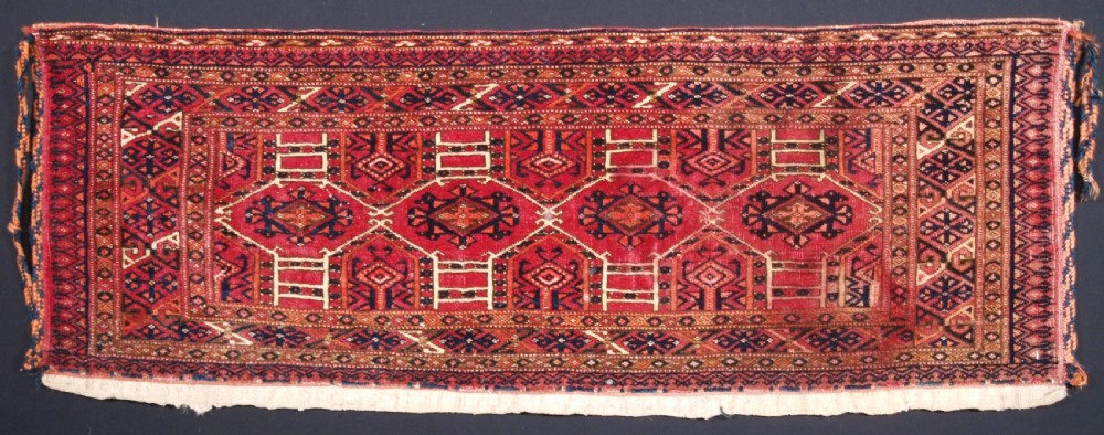 antique tekke or saryk turkmen torba with the kejebe design circa 1900