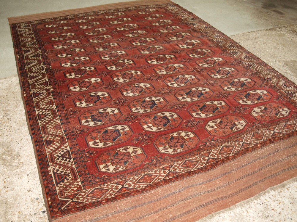 antique ersari kizyl ayak turkmen main carpet unusual gul circa 1880