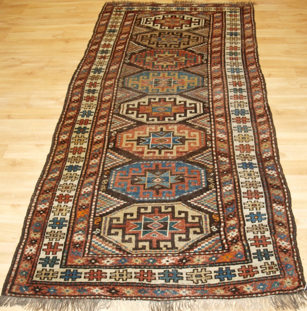 antique kurdish runner with memling gul design circa 1900