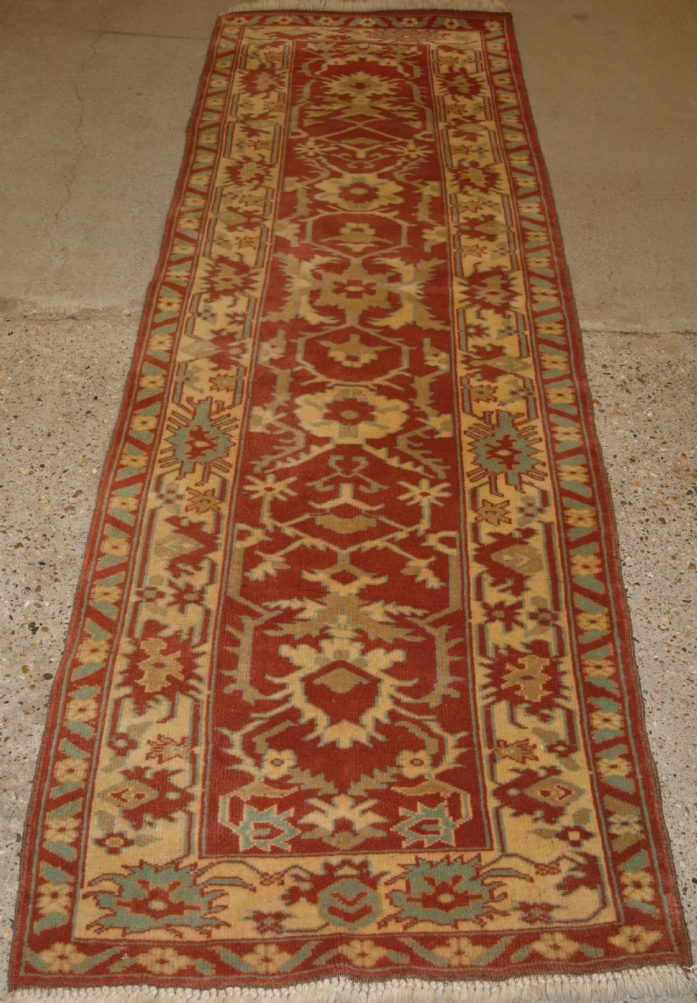 old turkish milas hand knotted runner in mahal design about 10 years old