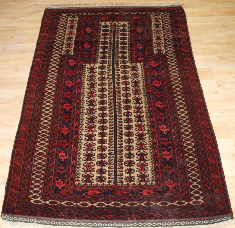 old baluch camel ground prayer rug with tree of life circa 1920
