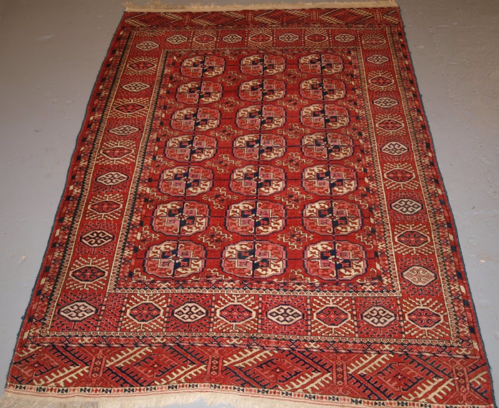 antique tekke tirkmen rug with soft colour circa 1900
