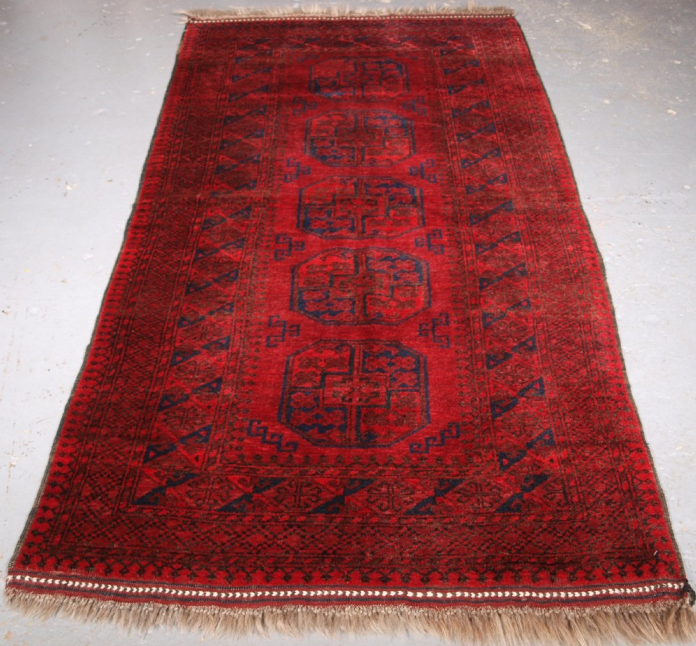 old afghan village long rug with large guls superb rug circa 192030