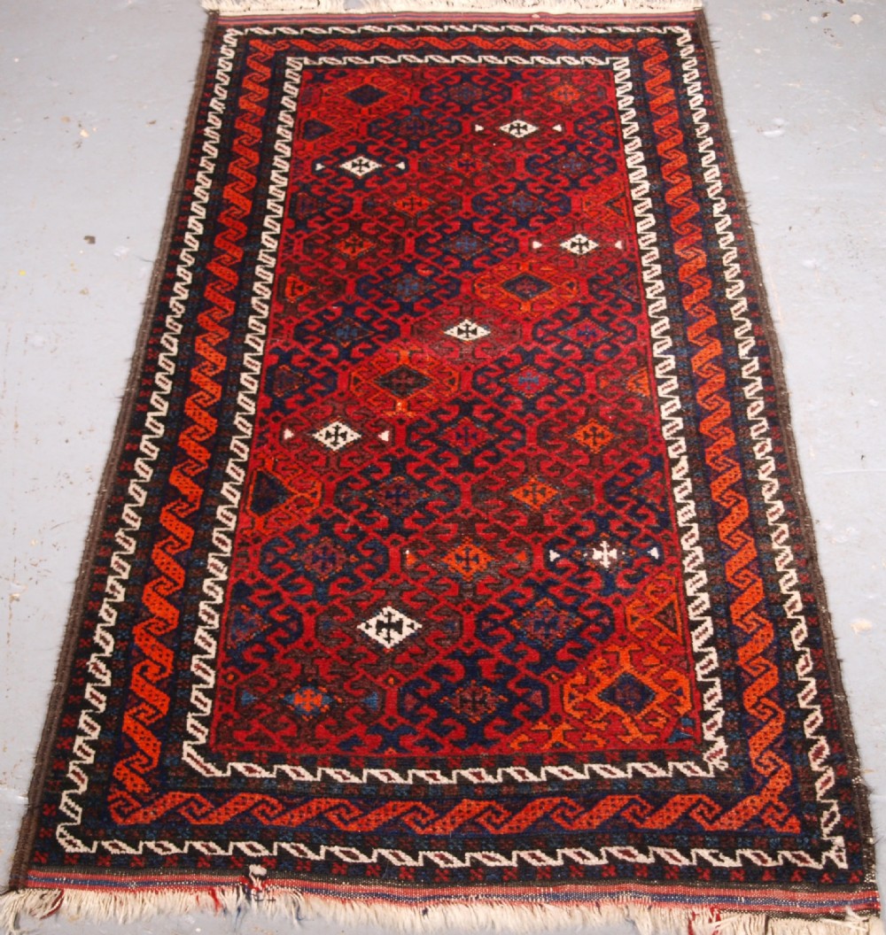antique afghan bahluli baluch rug good colour circa 1900