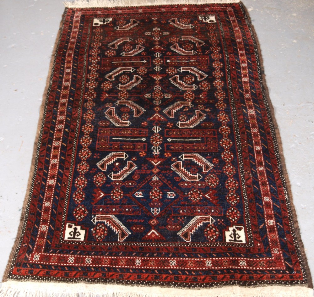 antique baluch rug salar khani sub tribe herati design circa 1900
