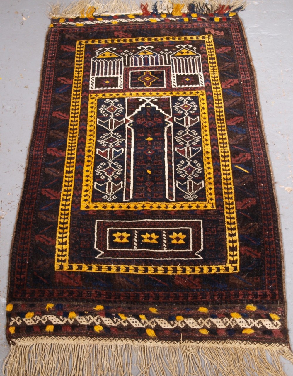antique sistan baluch seh mihrab prayer rug excellent condition circa 1920