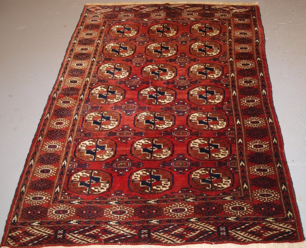 old afghan turkmen rug withlarge guls great condition circa 192030