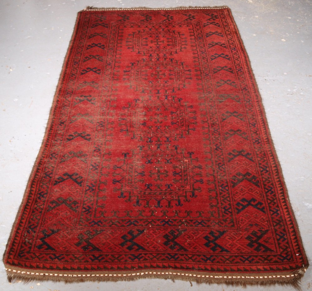 antique afghan ersari village long rug well used hard wearing circa 1920