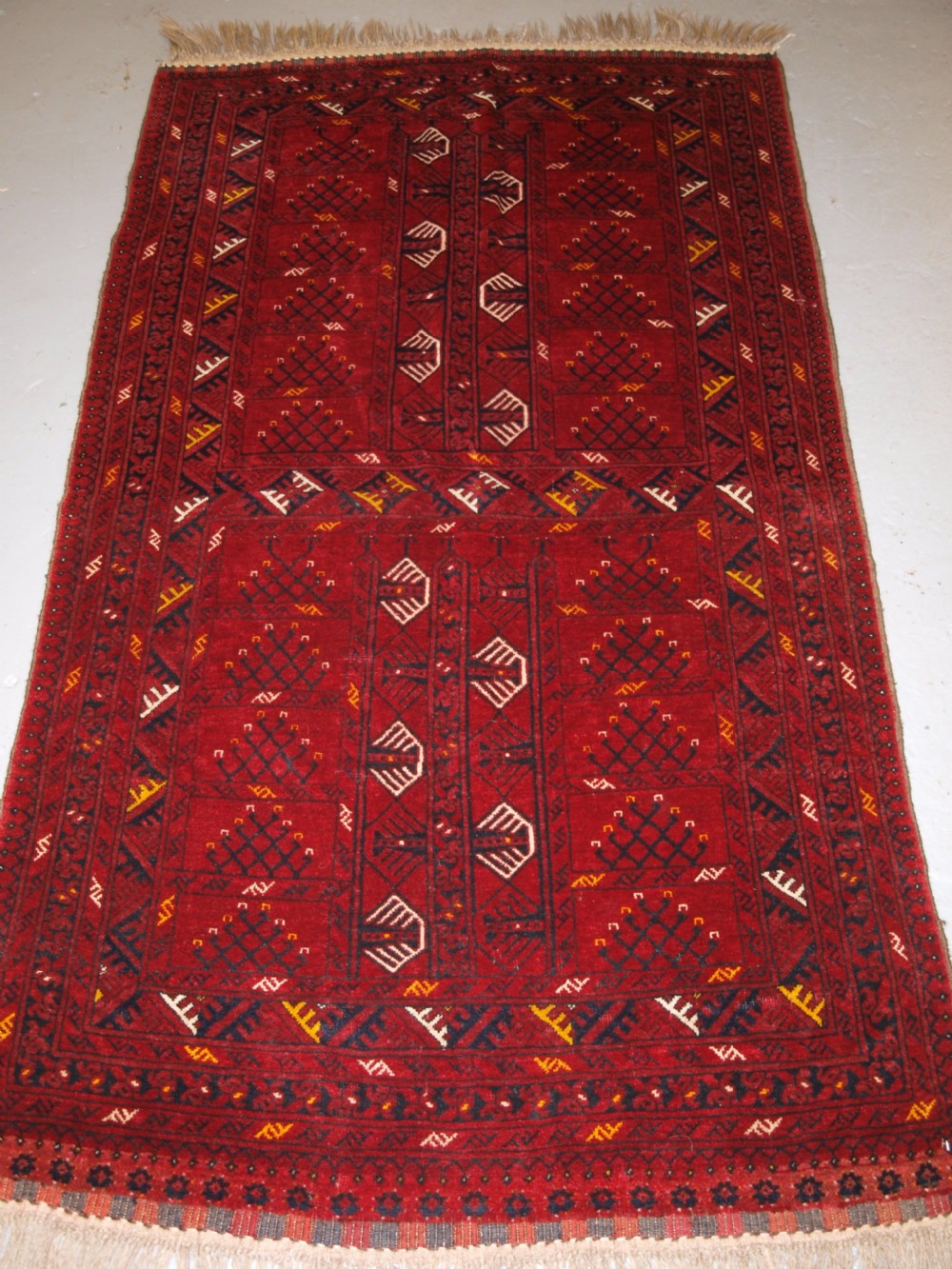old afghan rug with ersari turkmen ensi design circa 192030