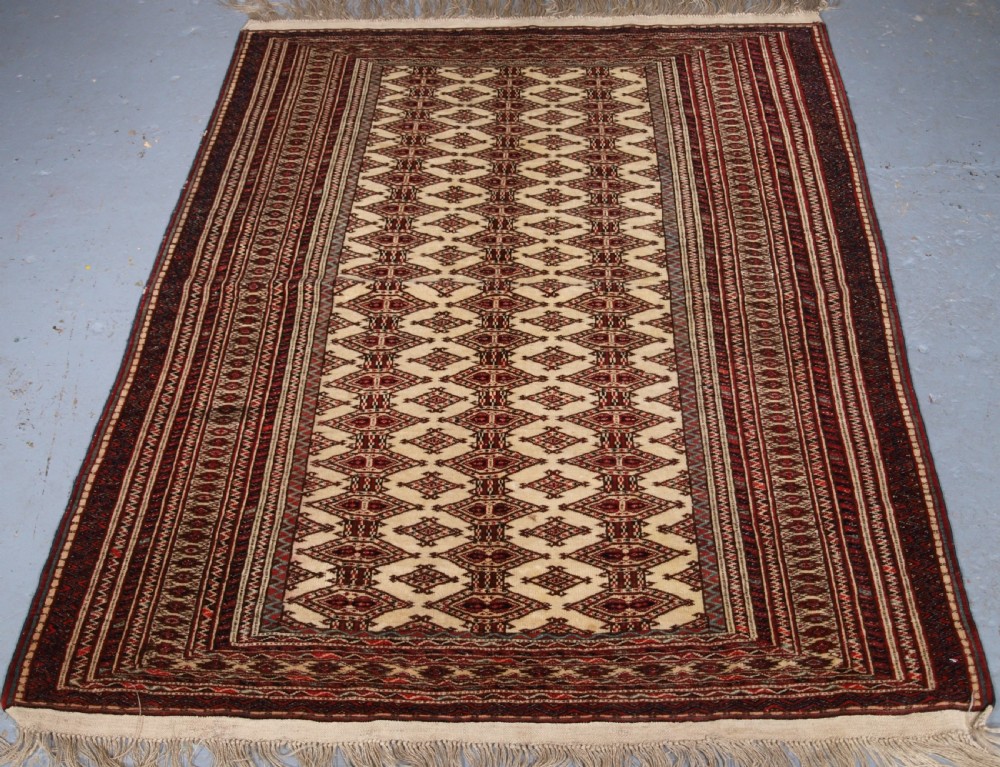 antique tekke or yomut turkmen rug with white ground very fine weave circa 190020