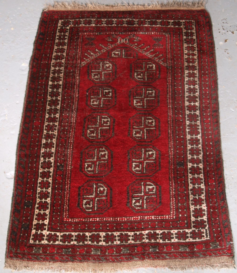 old afghan village prayer rug with turkmen design circa 1920