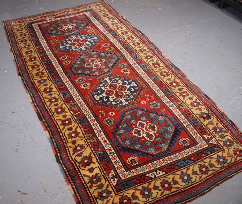 antique south caucasian karabagh region long rug outstanding colour and condition circa 1880