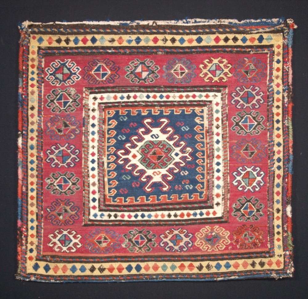 antique south caucasian khorjin saddlebag in soumak weave circa 1900 a