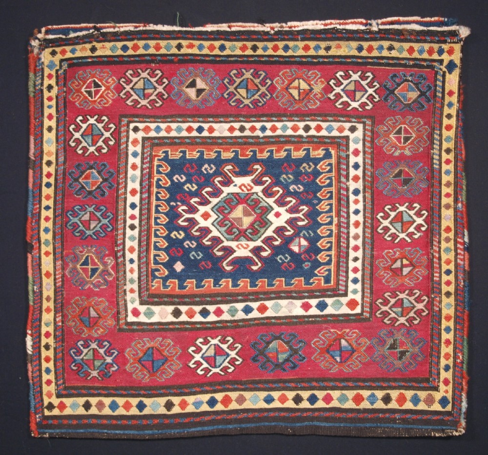 antique south caucasian khorjin saddlebag in soumak weave circa 1900 b