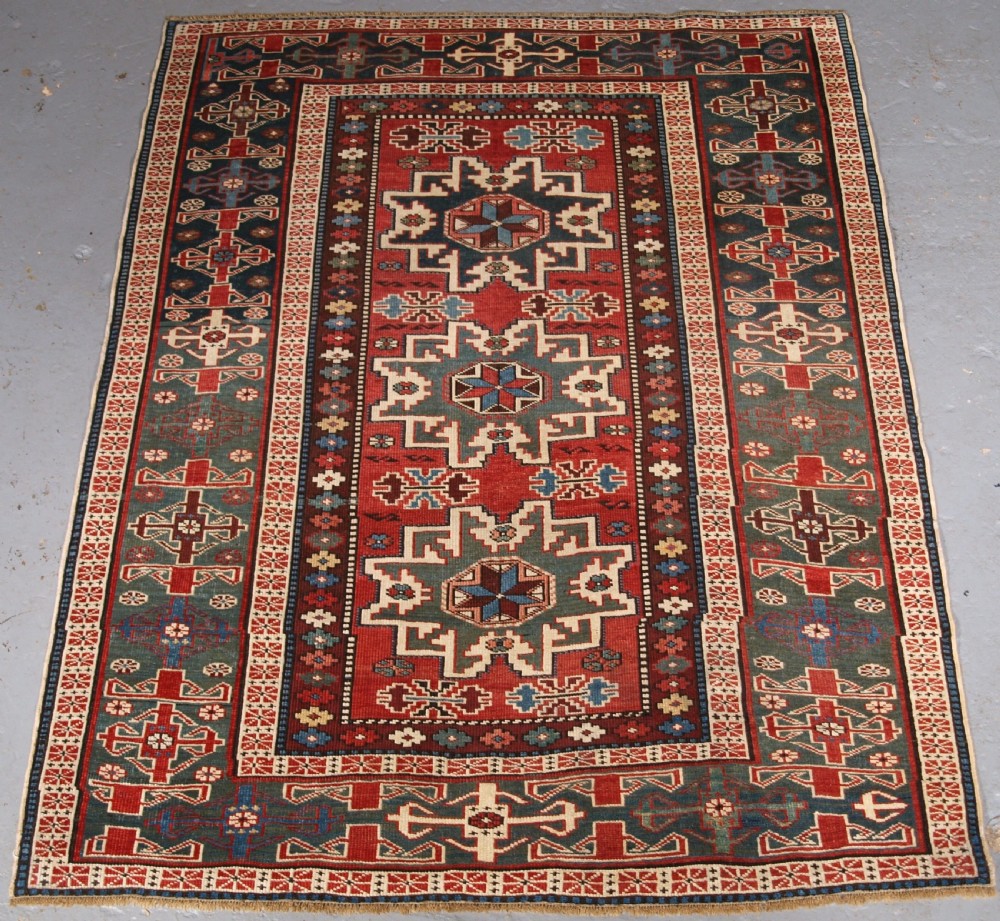 antique east caucasian rug with lesghi star design circa 1890