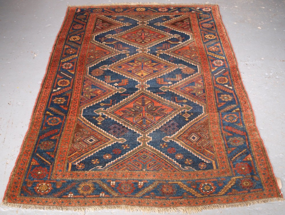 antique kurdish rug linked medallion design circa 1900