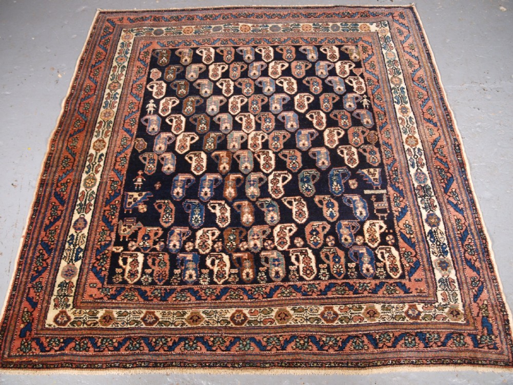 antique afshar rug with all over small boteh design circa 1900
