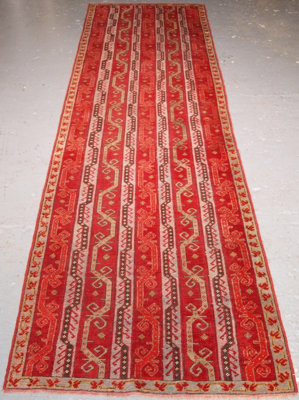antique turkish kirsehir village runner with traditional vine design circa 1900