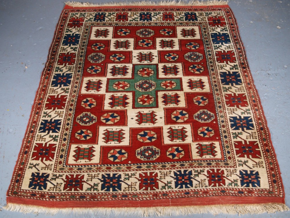 old turkish bergama region rug with traditional design circa 1920