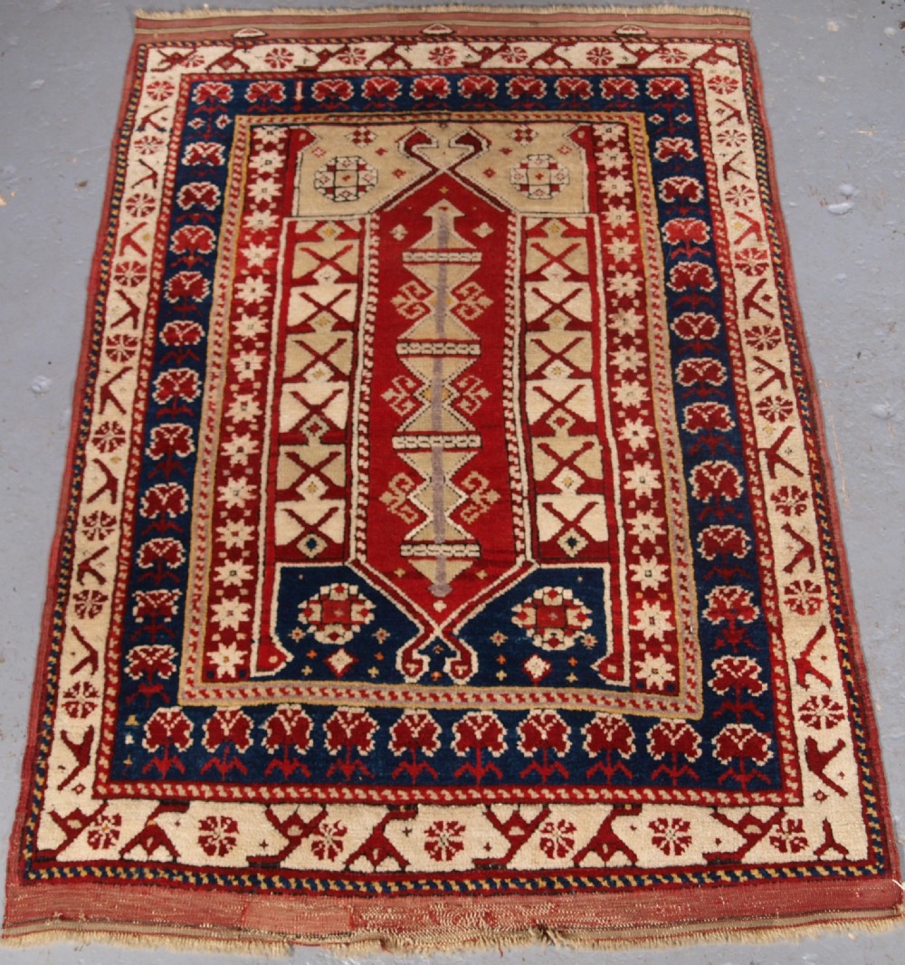 antique turkish bergama region prayer rug excellent condition circa 1900