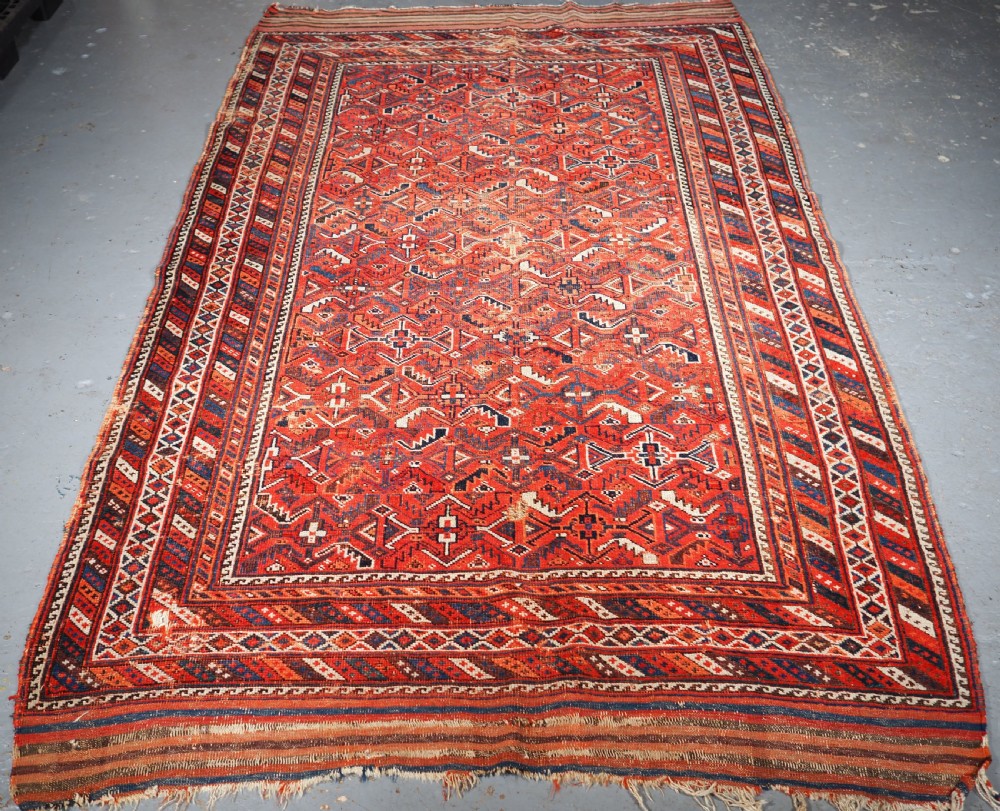 antique afshar tribal carpet all over herati design circa 1900