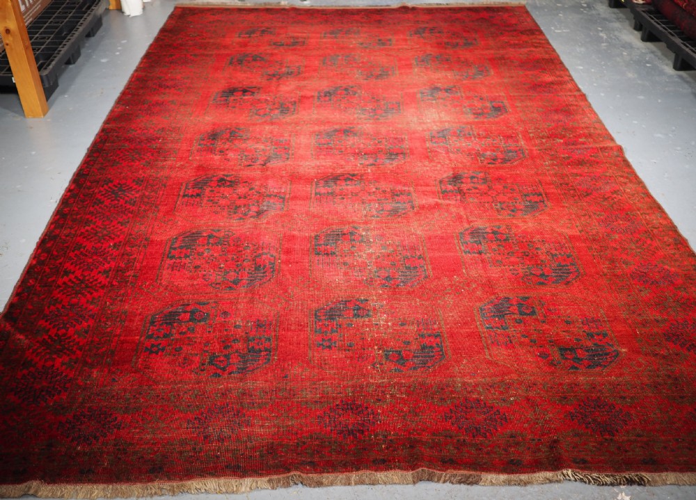 antique afghan ersari village carpet with wear hard wearing circa 190020