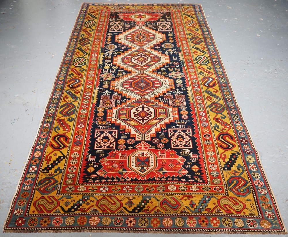 antique caucasian shirvan rug of outstanding design and colour circa 1890