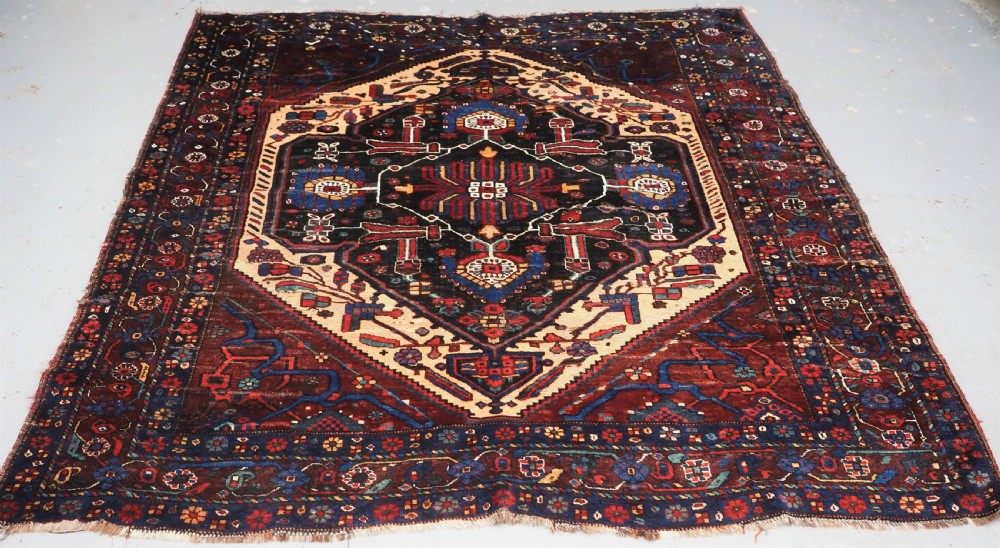 antique khamseh rug classic tribal design superb soft wool circa 1900