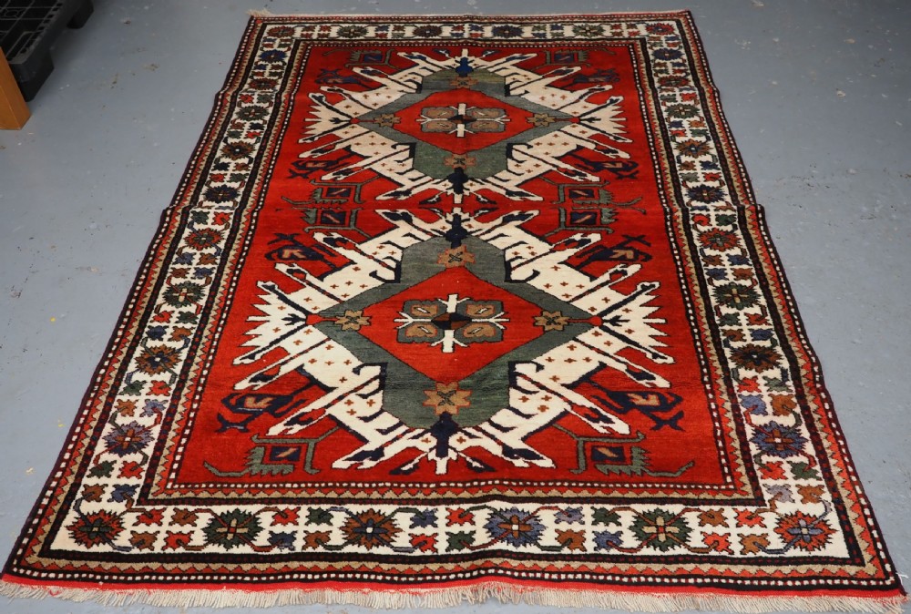 old caucasian eagle kazak rug superb furnishing item circa 192030