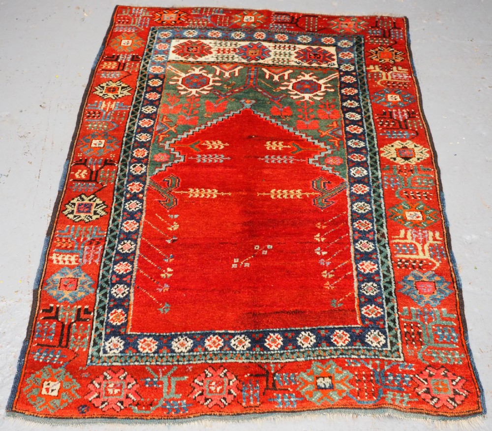 antique turkish konya region village prayer rug circa 190020