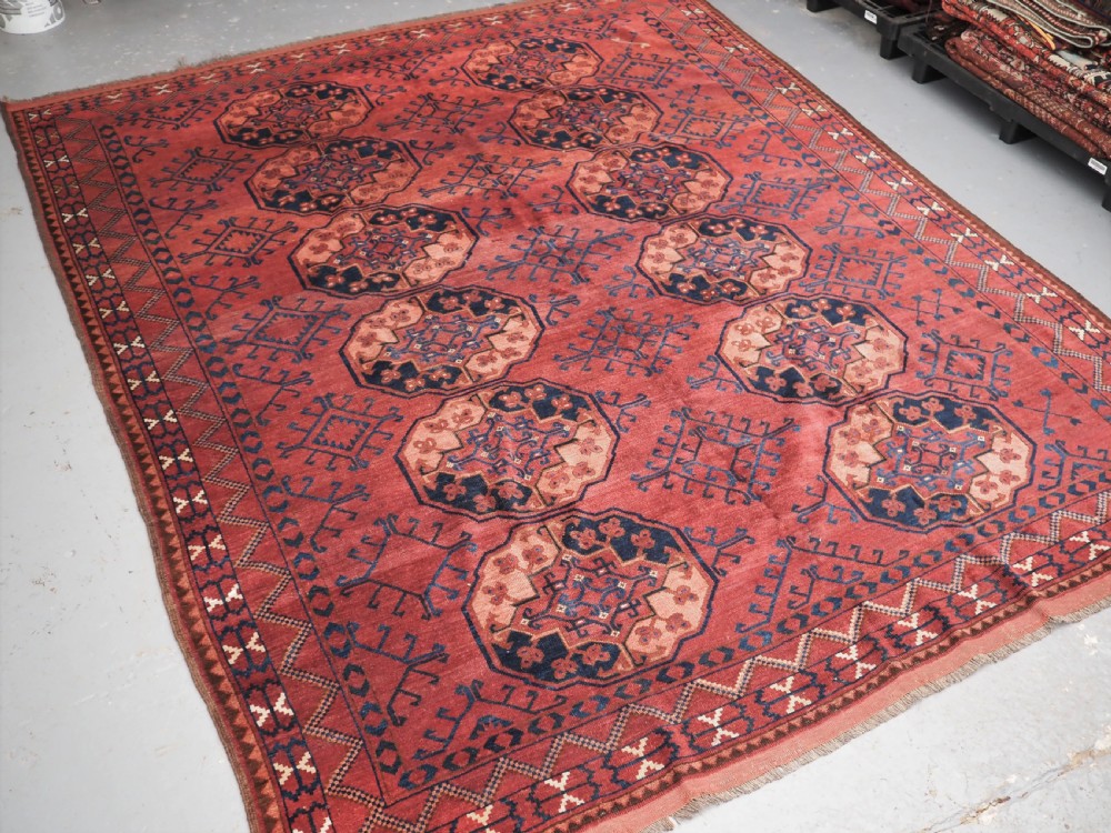 antique ersari turkmen main carpet superb large guls circa 1880